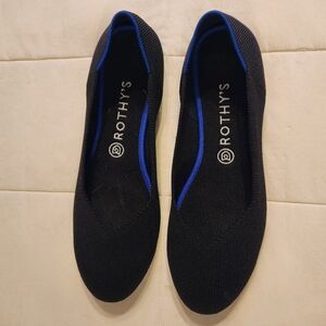 Rothy's The Flat, Size 10 Black Round Toe Ballet Shoes Sustainable Washable EUC